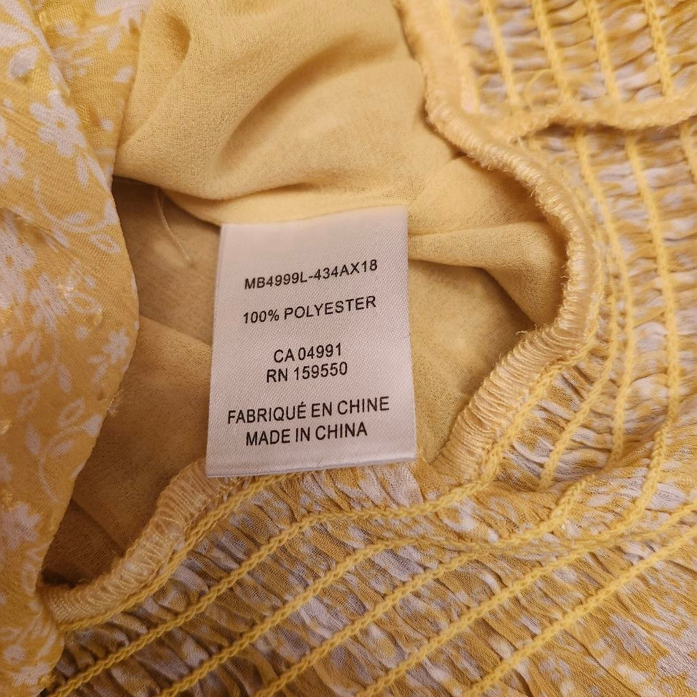 Women's CAROLINA BELLE Yellow White Floral Blouse S A1 - Picture 6 of 7